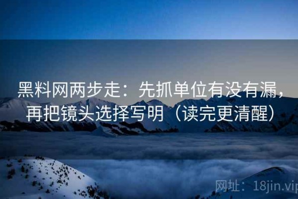 黑料网两步走：先抓单位有没有漏，再把镜头选择写明（读完更清醒）
