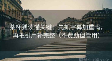 茶杯狐读懂关键：先抓字幕加重吗，再把引用补完整（不费劲但管用）