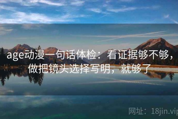 age动漫一句话体检：看证据够不够，做把镜头选择写明，就够了