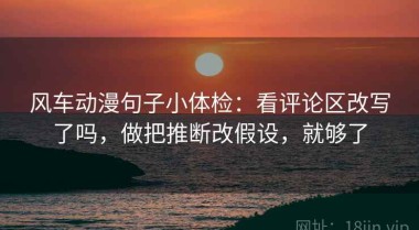 风车动漫句子小体检：看评论区改写了吗，做把推断改假设，就够了
