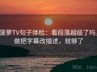 菠萝TV句子体检：看段落越级了吗，做把字幕改描述，就够了