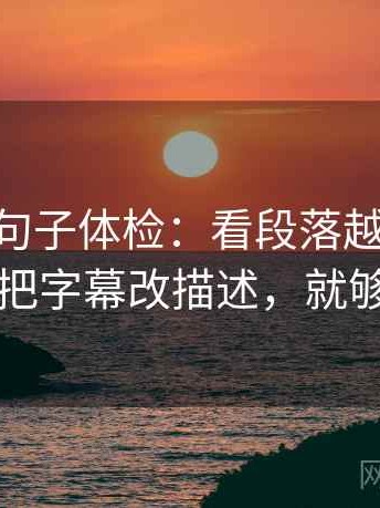菠萝TV句子体检：看段落越级了吗，做把字幕改描述，就够了