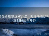 番茄影视快速对齐法：盯段落跳级吗，立刻把条件补齐