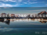 星辰影视一句话体检：看单位有没有漏，做把证据列成条，就够了